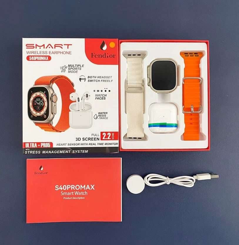 تصویر 2 — ساعت هوشمند و هندزفری فندیور مدل S40 Pro Max پک اصلی